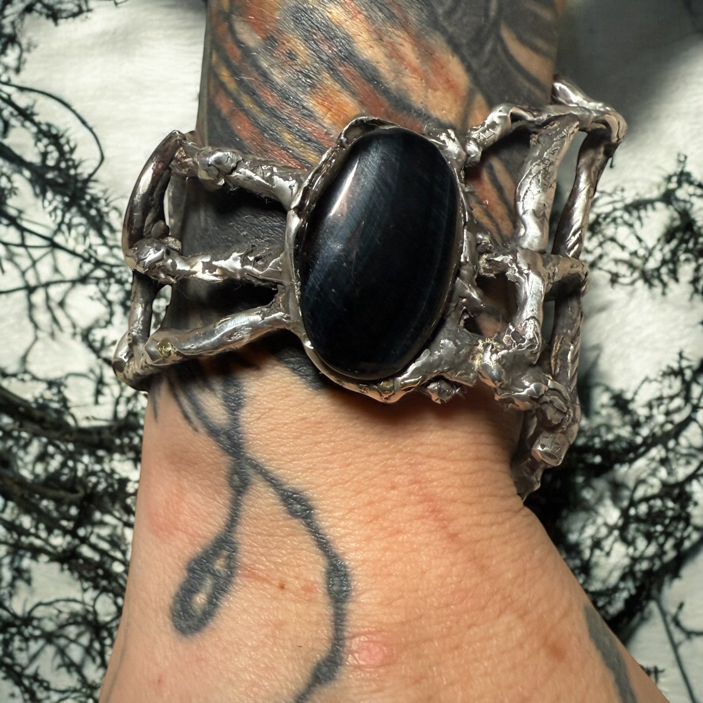 Web of Bone Cuff – Obsidian Veil Edition