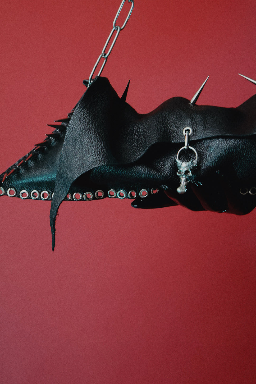 NOIR SPIKE RELIC BAG (Black Leather)