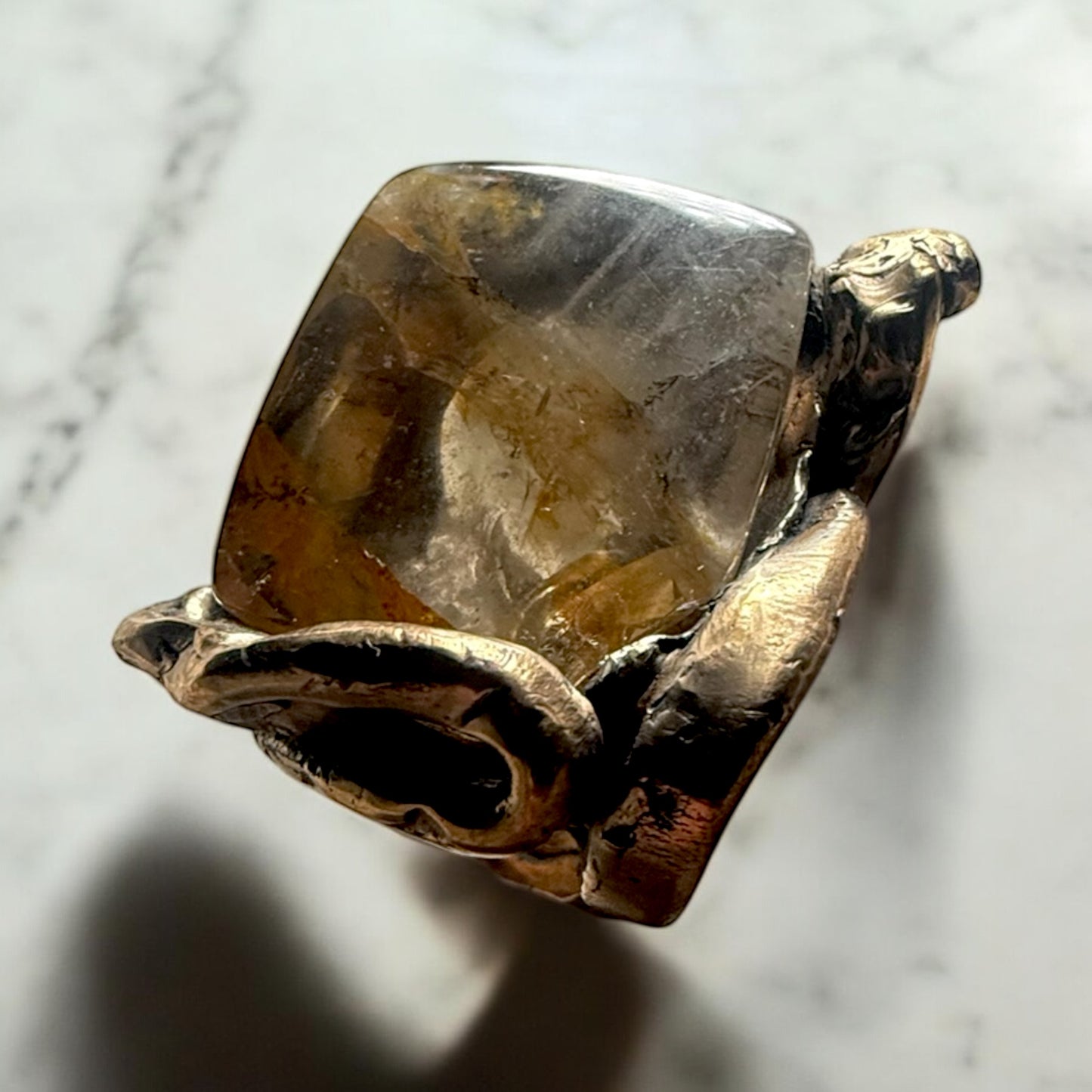 Solar Surge Ring — Bronze + Rutilated Quartz