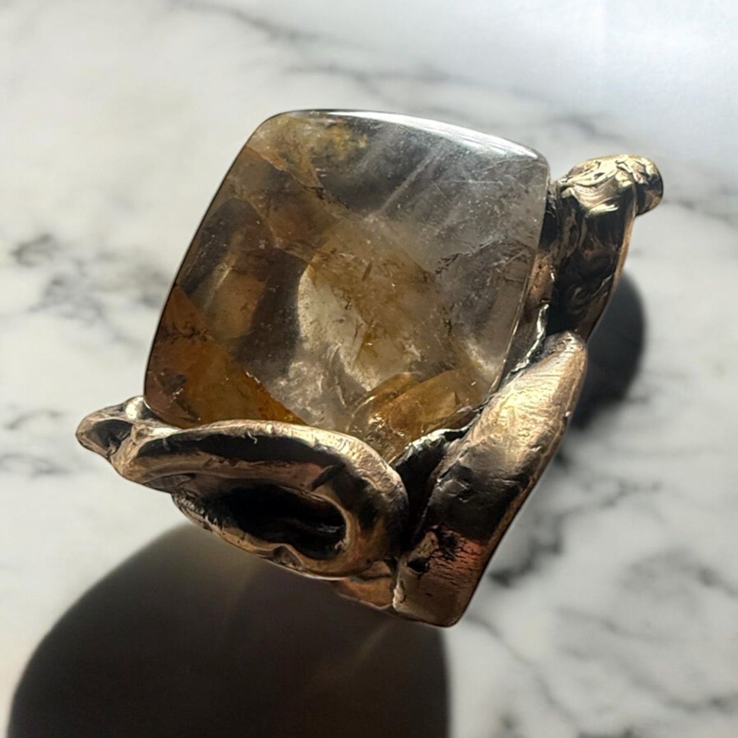 Solar Surge Ring — Bronze + Rutilated Quartz