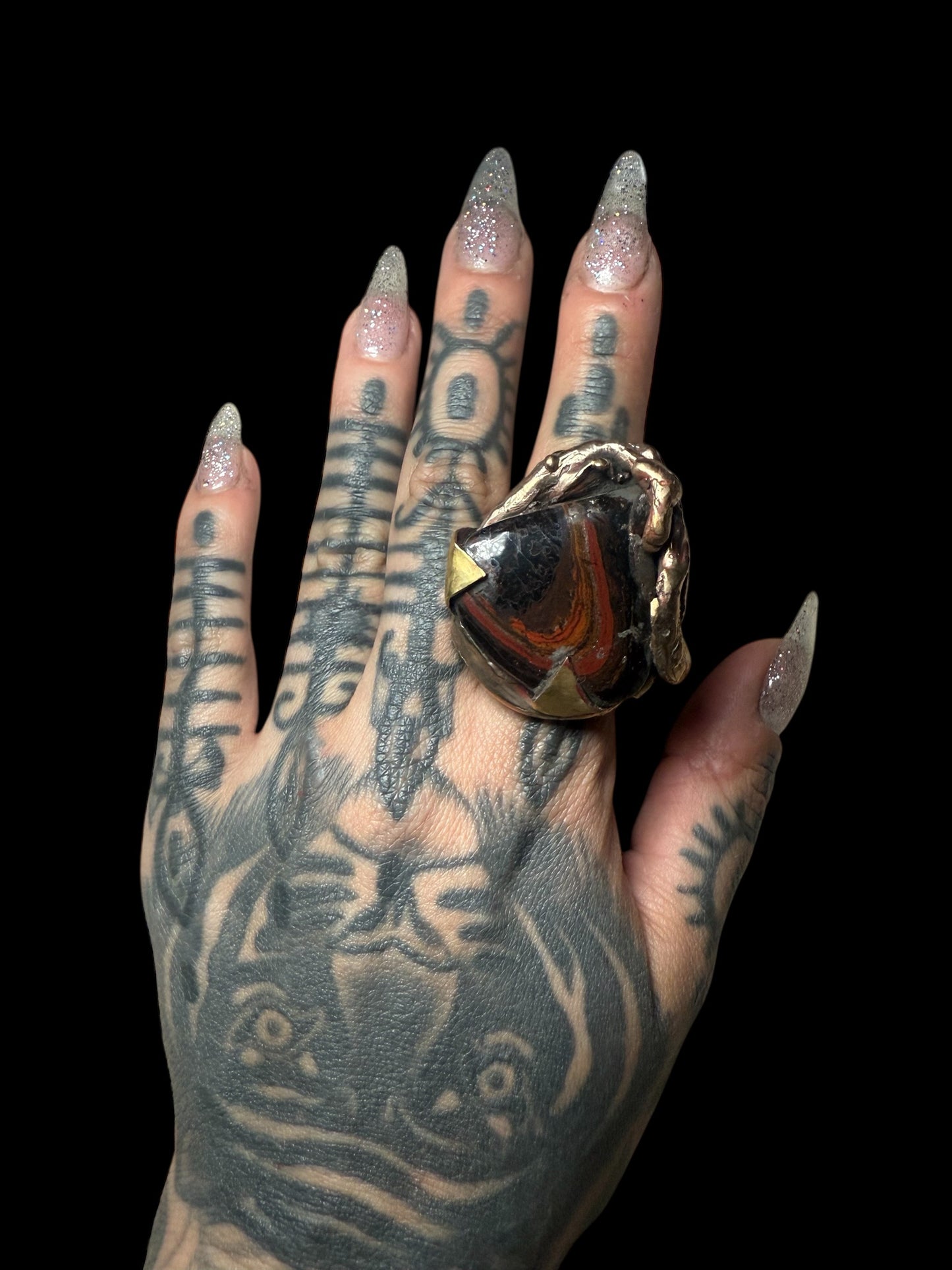 Bloodroot Ring — Bronze + Red Jasper