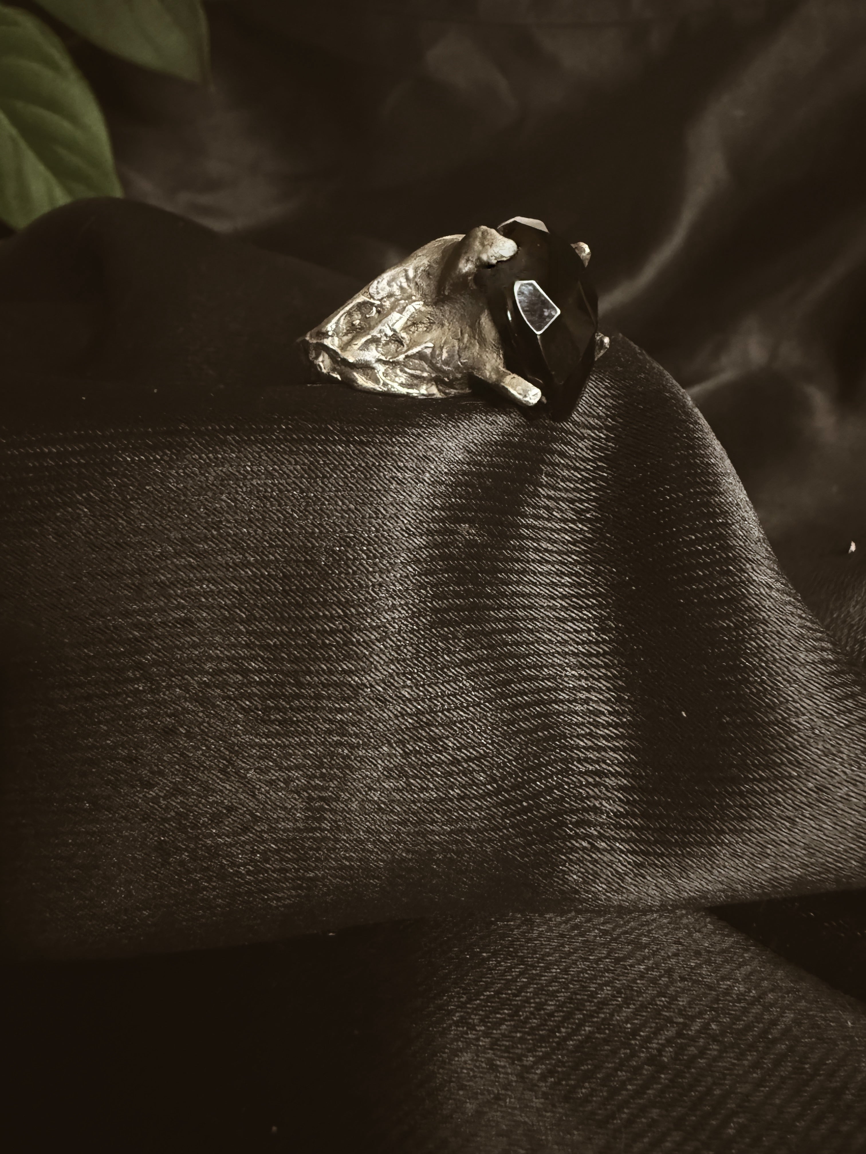 Bewitched Ring — Faceted Onyx (Pear Cut)