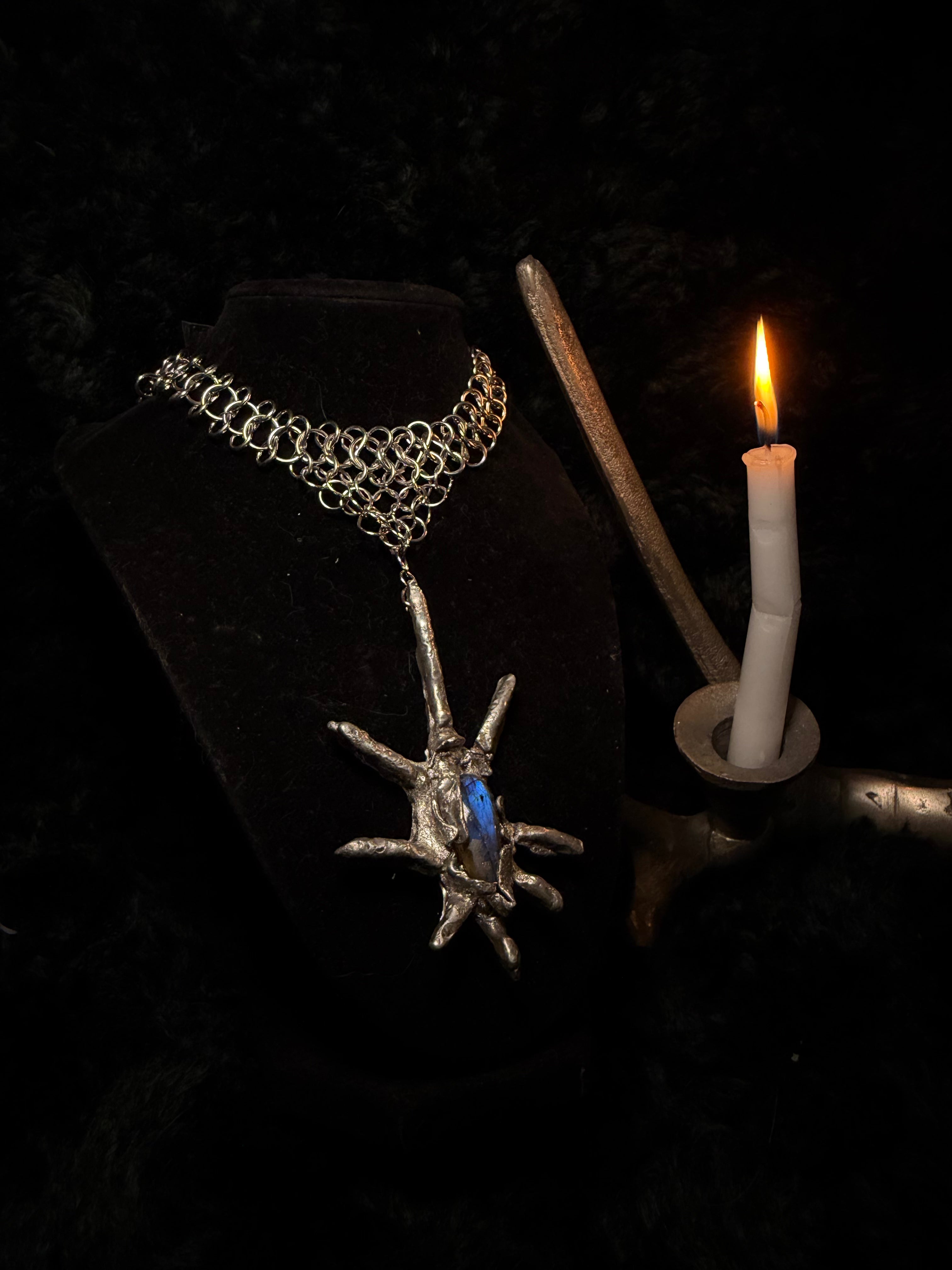 The Astral Morning Star — Labradorite Chainmail Necklace