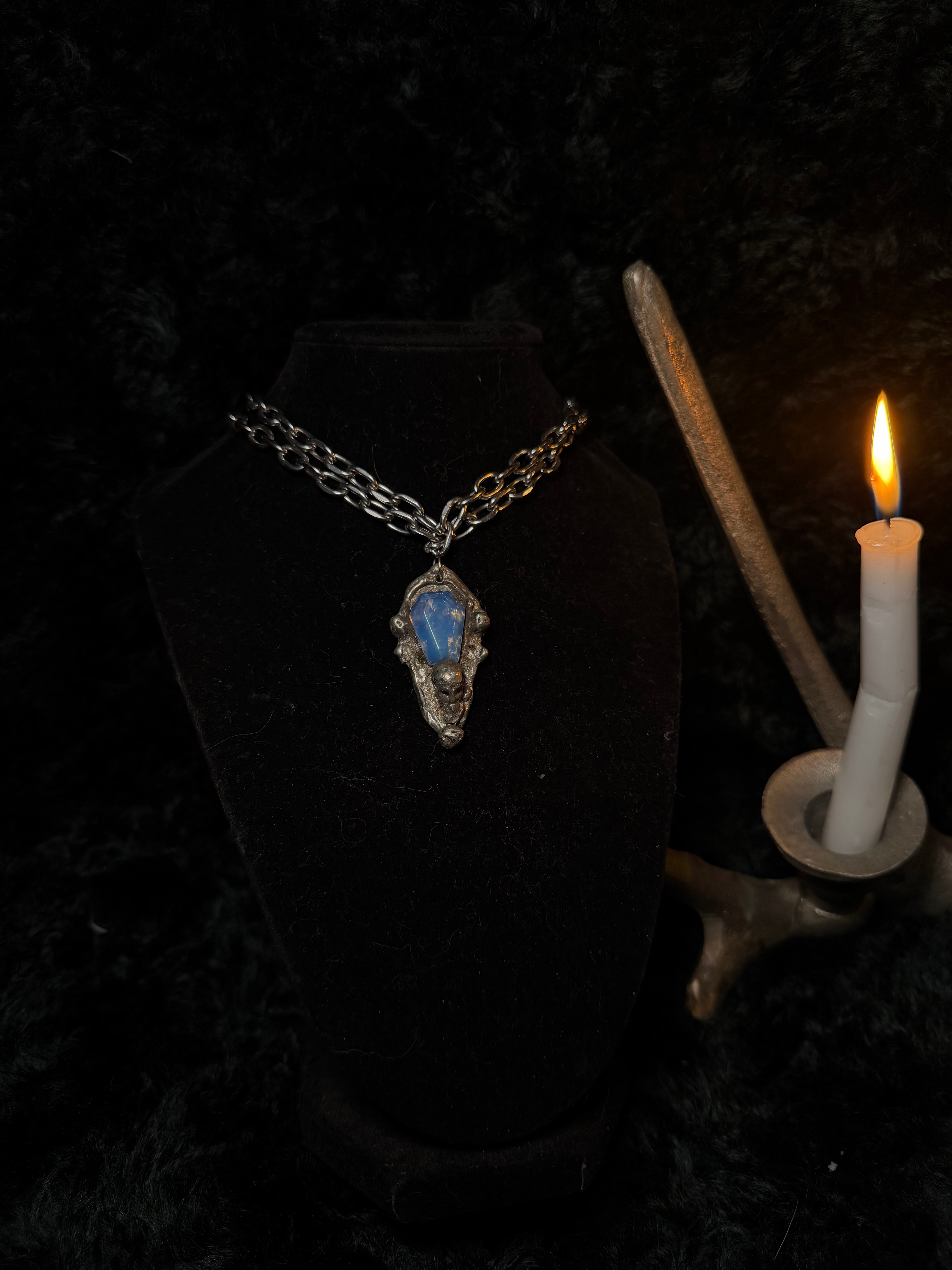 The Death Reliquary — Opalite Coffin Necklace