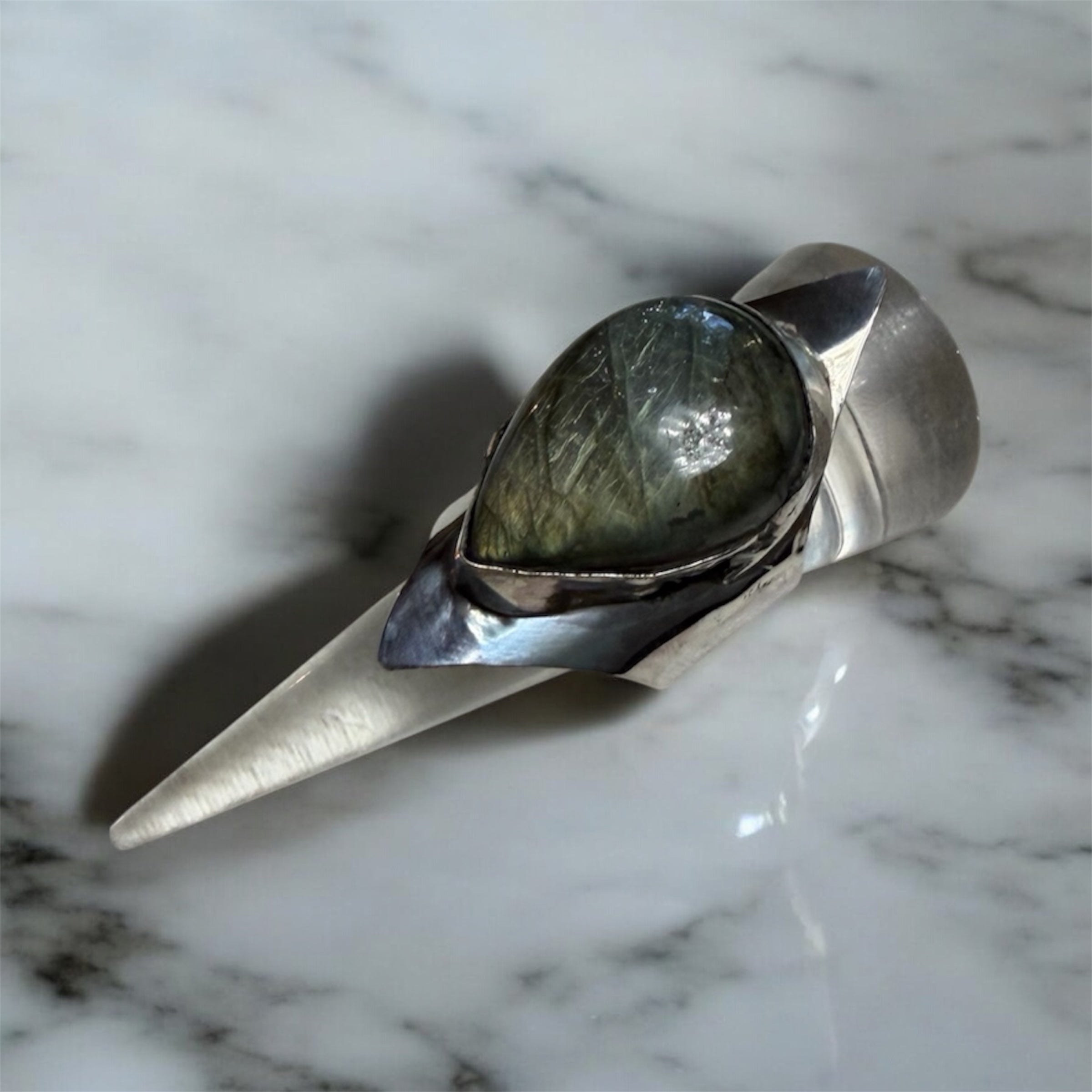 Labradorite Shield Ring — Sterling Silver