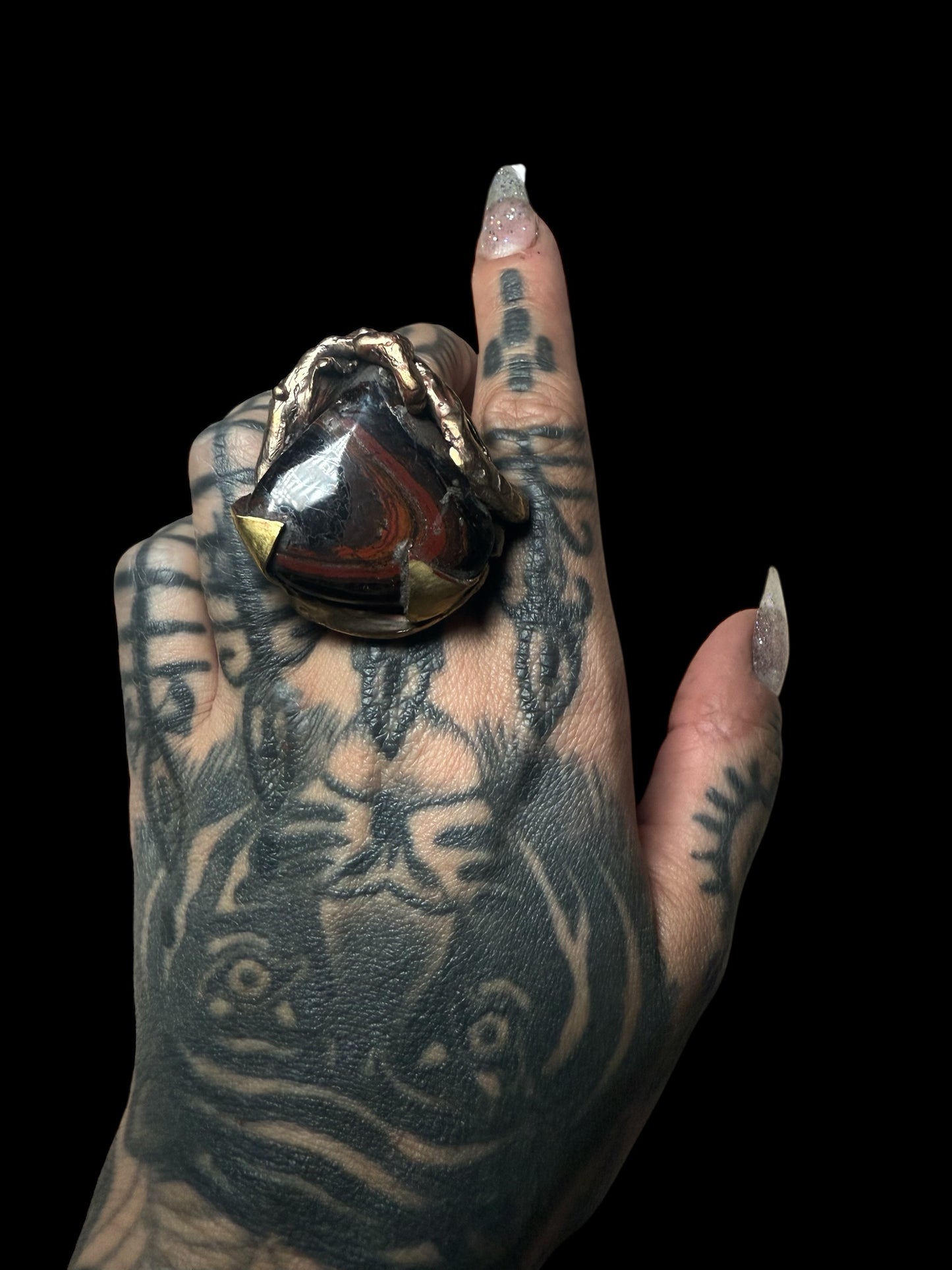 Bloodroot Ring — Bronze + Red Jasper