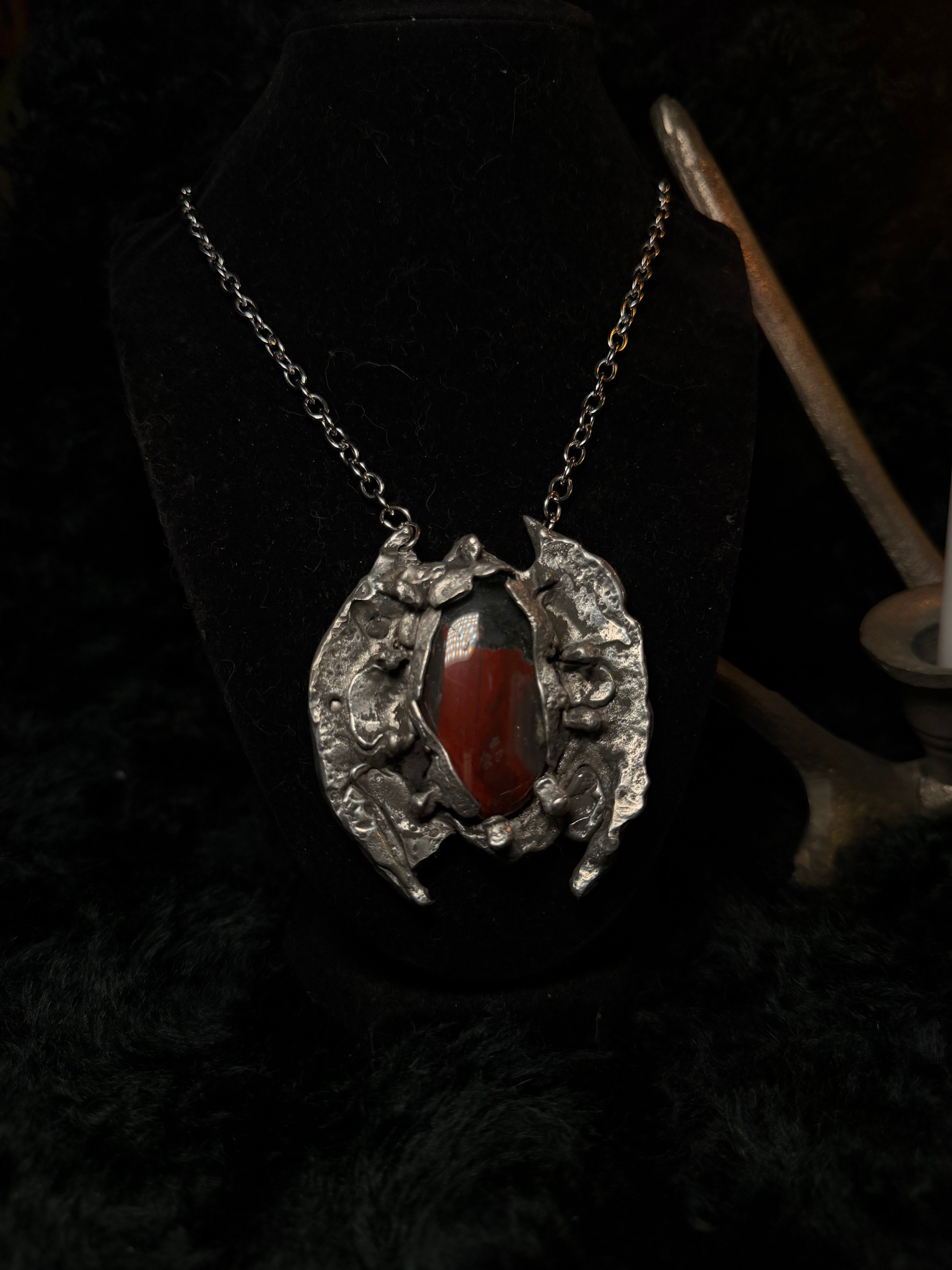 The Blood Relic — Red Stone Shield Necklace