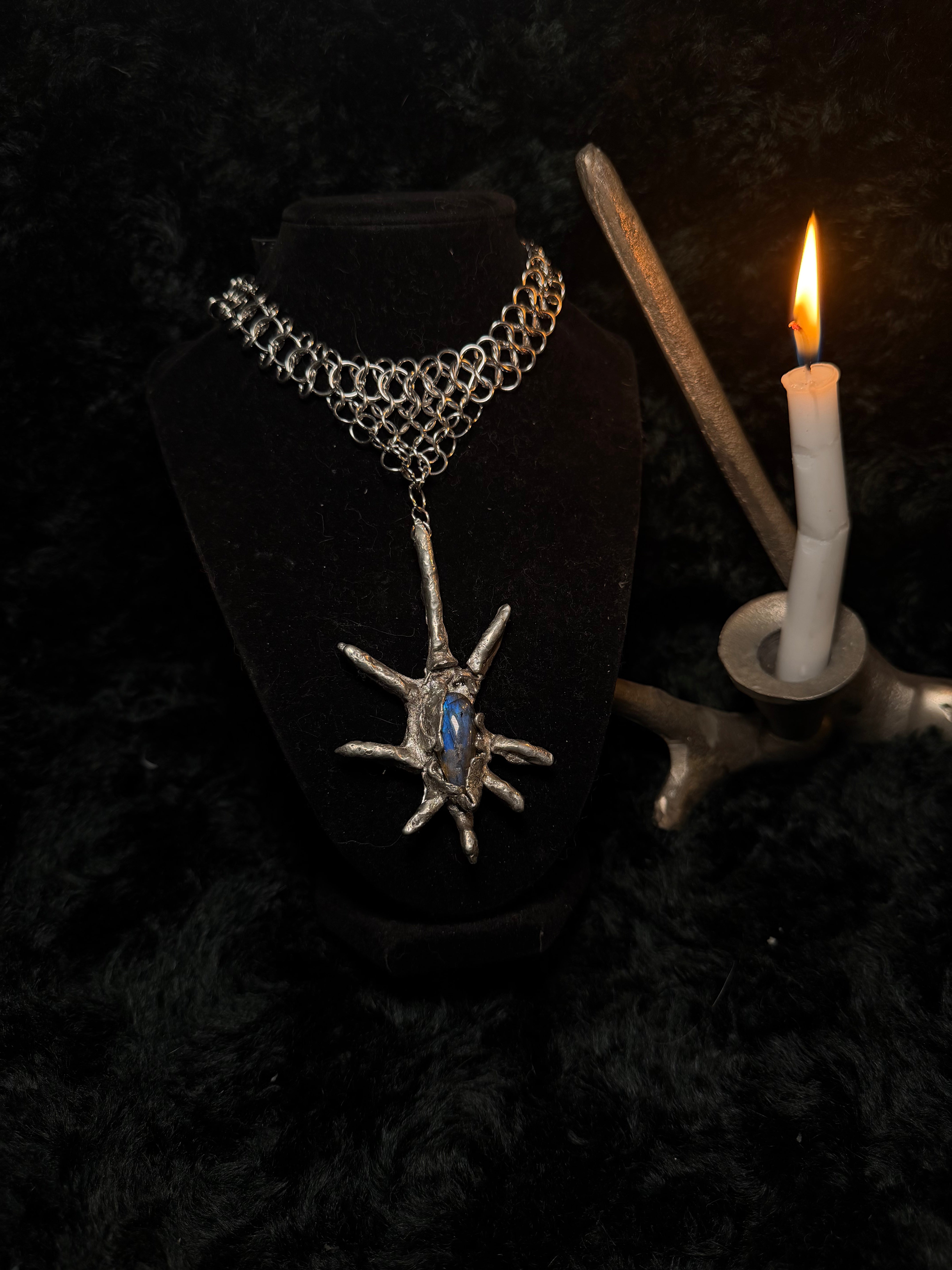 The Astral Morning Star — Labradorite Chainmail Necklace