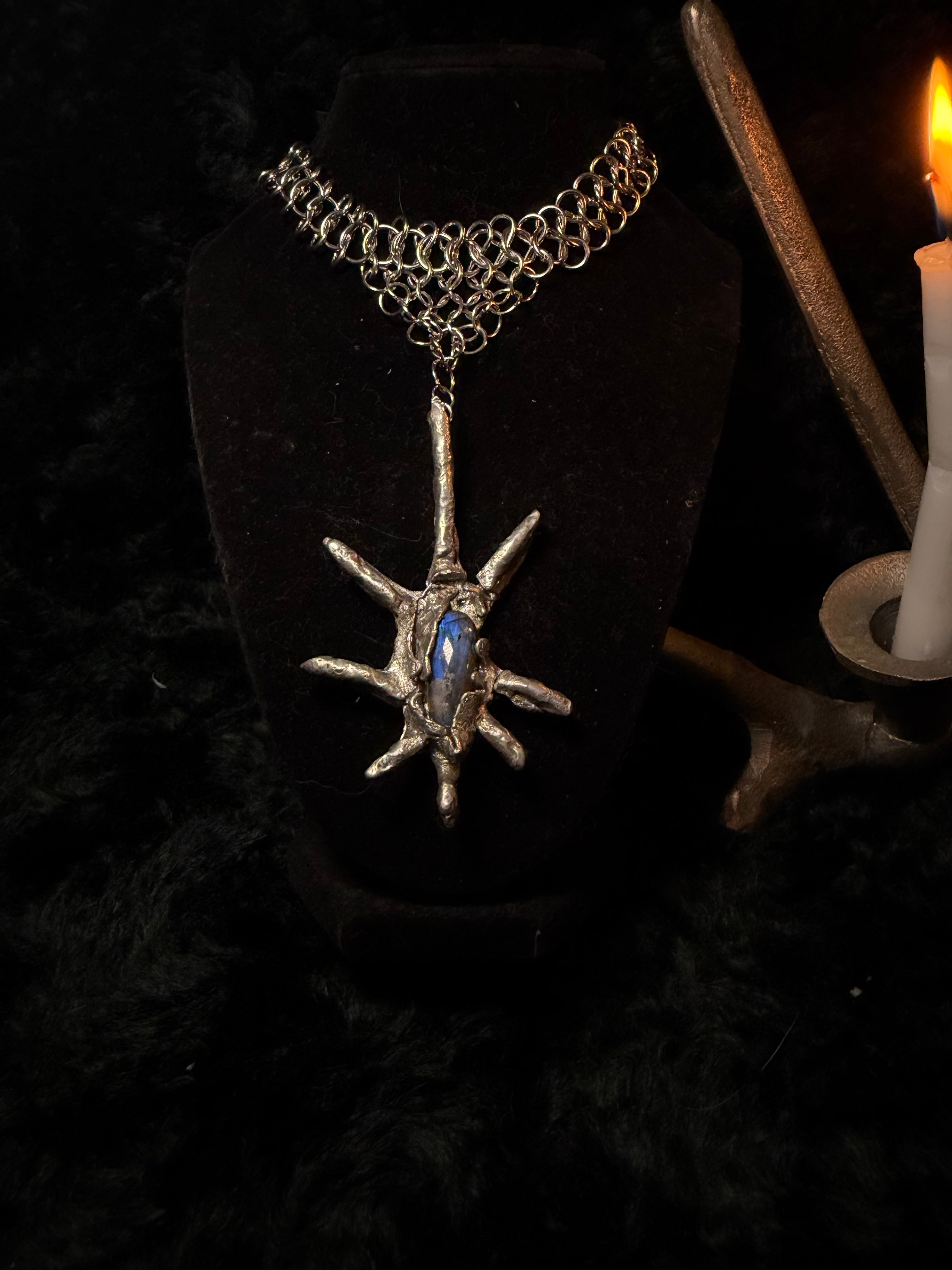The Astral Morning Star — Labradorite Chainmail Necklace