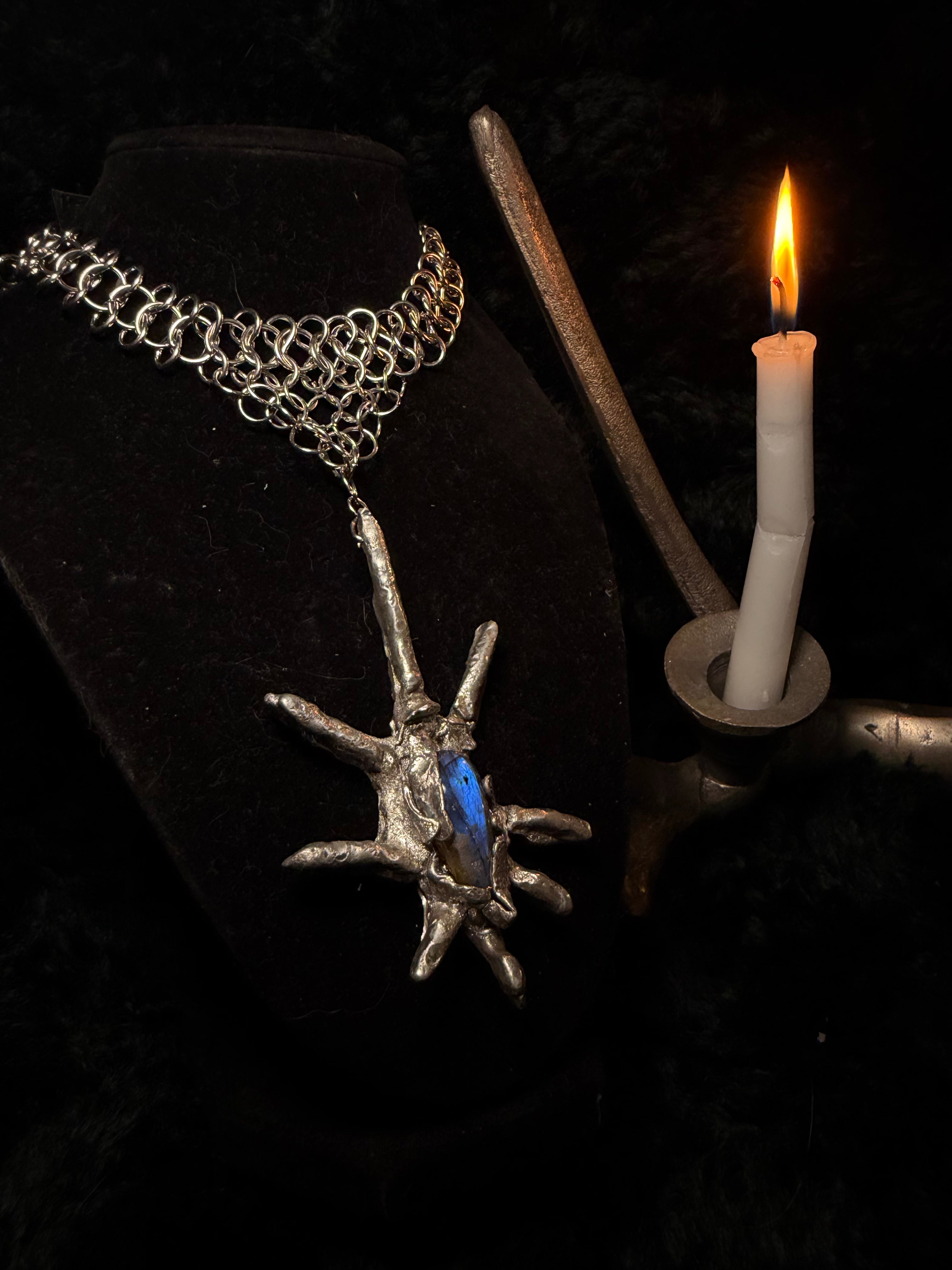 The Astral Morning Star — Labradorite Chainmail Necklace