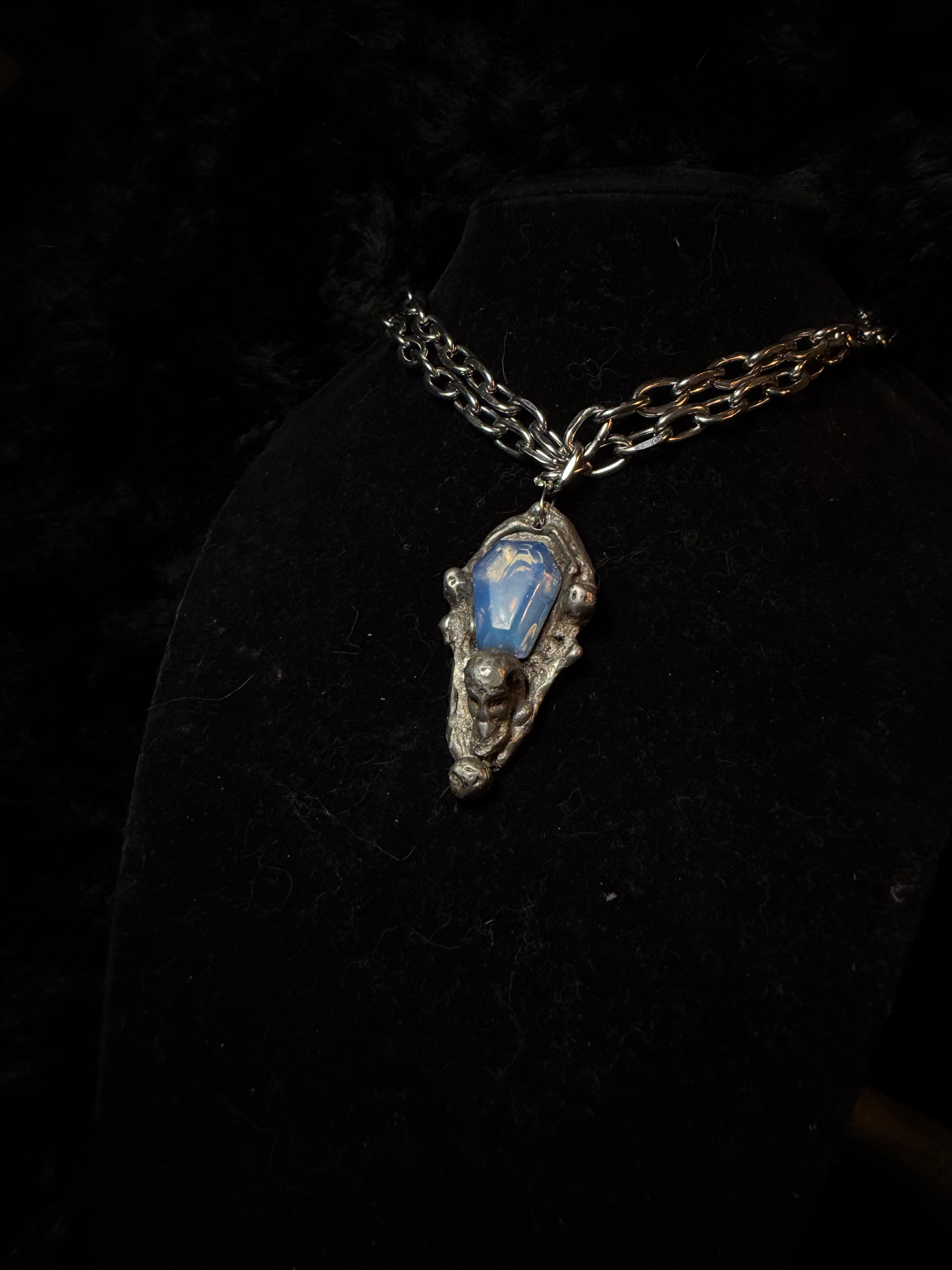 The Death Reliquary — Opalite Coffin Necklace