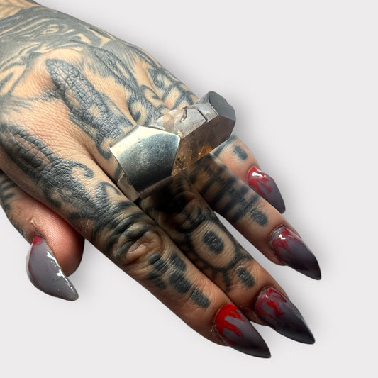 Brutalist Quartz Armor Ring ( One of a Kind)
